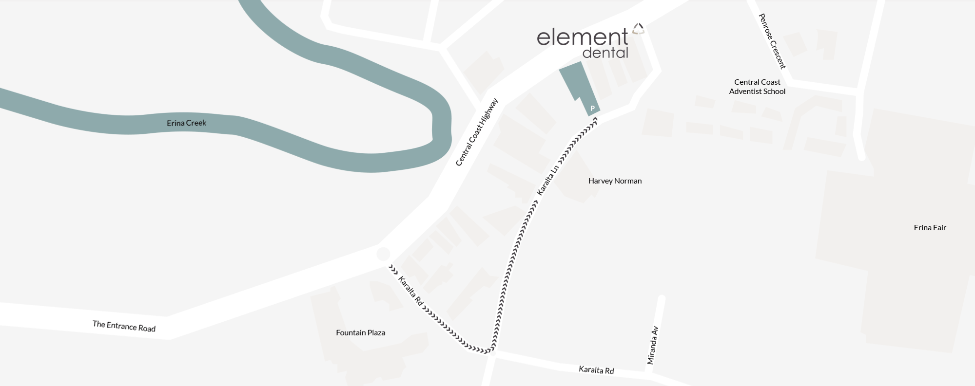 Element Dental Location Map — Erina NSW