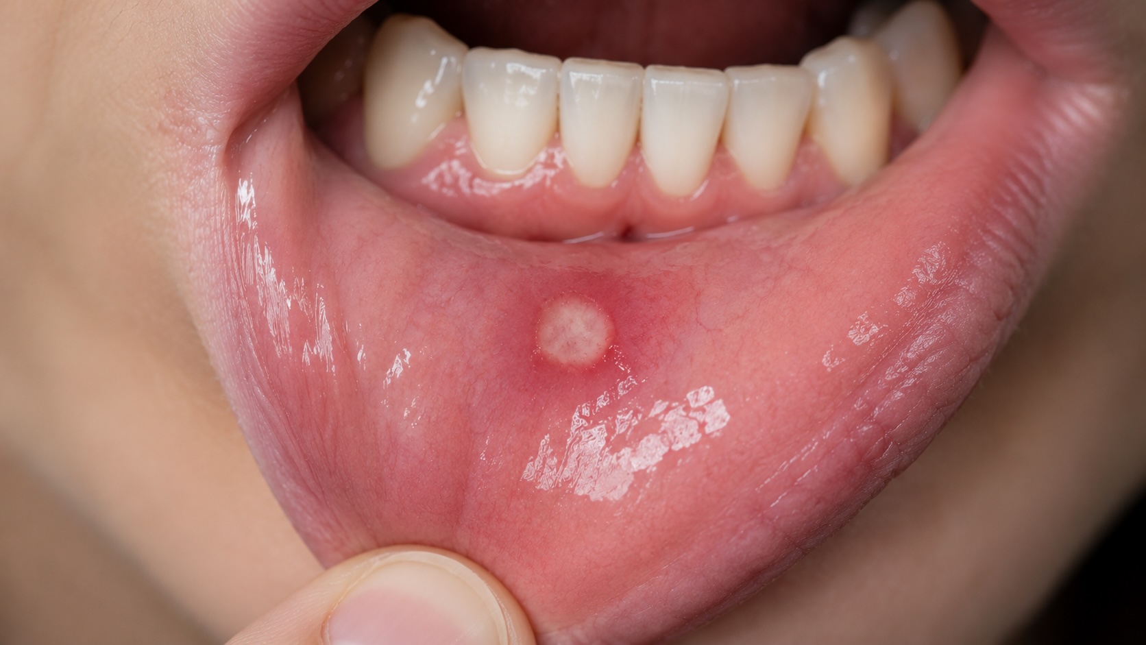 Solitary ulcer on the lateral tongue with surrounding inflammation